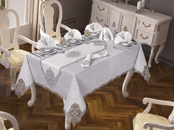 26 Piece Elegant Table Cloth Set - Silver
