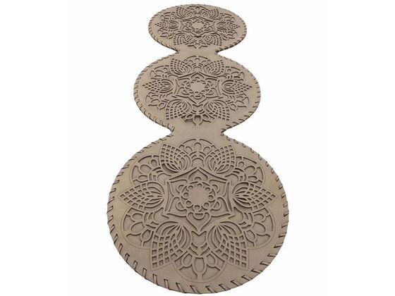Leaf Triple Knitted Double Layer Round Leather Luxury Runner Beige