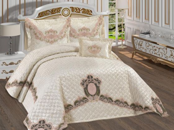 Aden Quilted Dowery Bedspread Powder