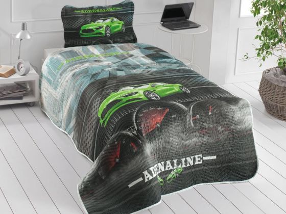 Adrenaline Youth & Kids Printed Single Bedspread Green