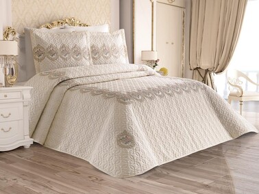 Adriana Double Bedspread Set Cream - Thumbnail