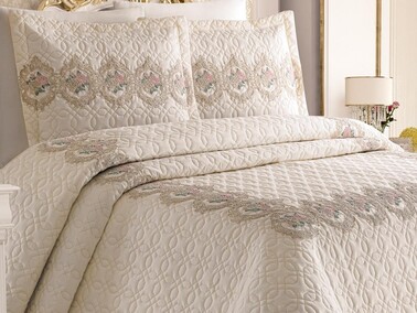 Adriana Double Bedspread Set Cream - Thumbnail