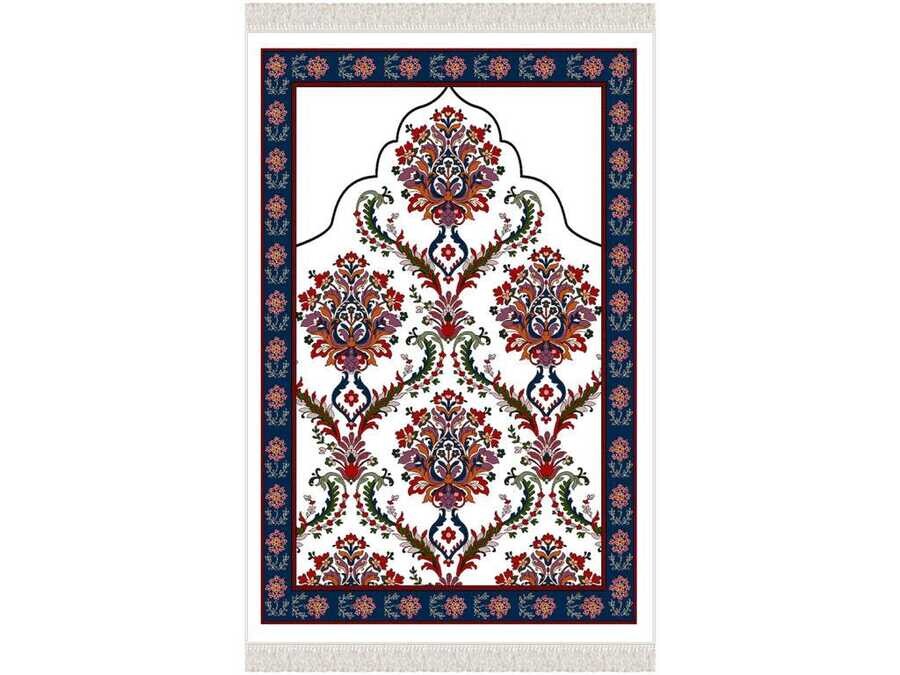 Dowry World - Ahsen Velvet Prayer Rug Navy Blue