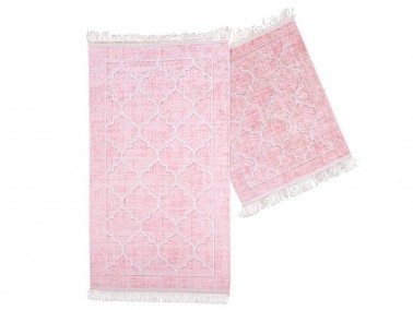 Dowry World - Aida Rectangle Bath Mat Set 2 Pcs Powder Dowry World - Aida Rectangle Bath Mat Set 2 Pcs Powder