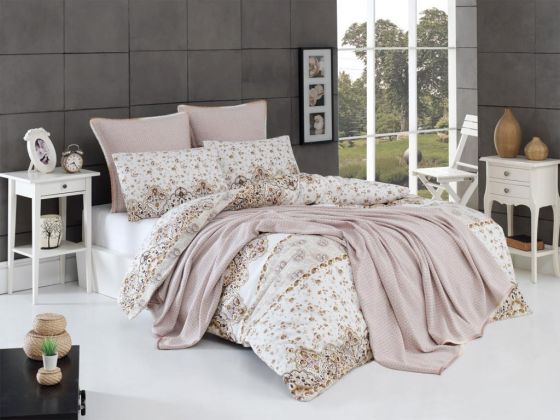 Aiko Bedding Set 6 Pcs, Bedspread 200x230, Duvet Cover 200x220, Bed Sheet, Double Size, Self Patterned, Daily use