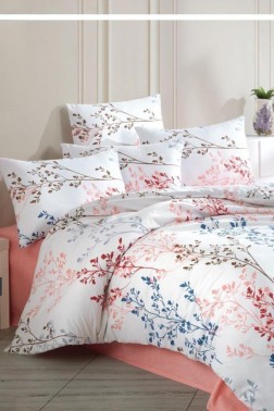Çeyiz Diyarı - Ajda Ranforce Duvet Cover Set, Duvet Cover 200x220, Sheet 240x260, Double Size, King Size