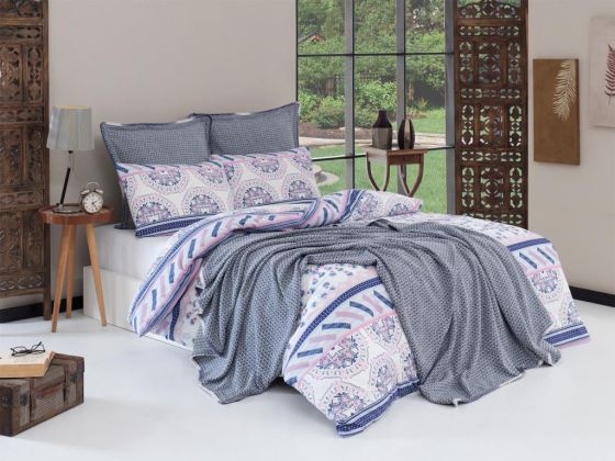 Akari Bedding Set 7 Pcs, Bedspread 200x230, Duvet Cover 200x220, Bed Sheet, Double Size, Self Patterned, Daily use