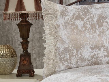 Albina Double Size Bedspread 230x250 cm with Pillowcase Cappucino - Thumbnail