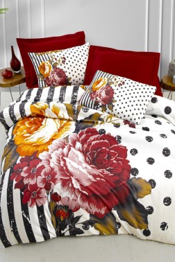 Çeyiz Diyarı - Aleksa Cotton Satin King Size Duvet Cover Set, Duvet Cover 200x220, Sheet 240x260, Double Size Çeyiz Diyarı - Aleksa Cotton Satin King Size Duvet Cover Set, Duvet Cover 200x220, Sheet 240x260, Double Size