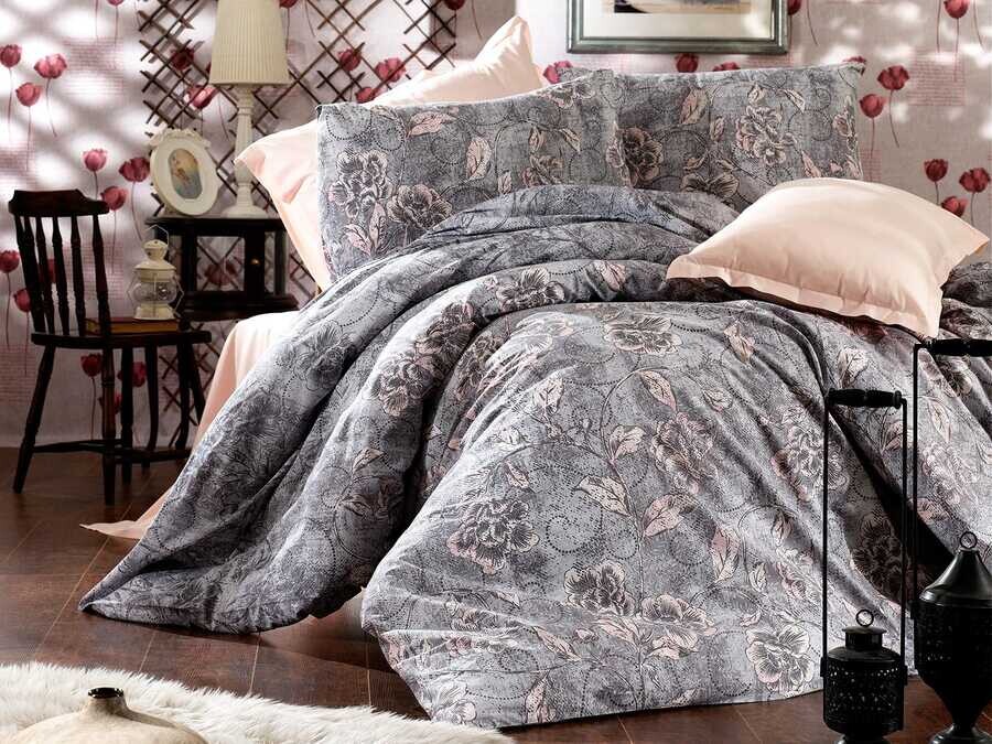 Dowry World - Alena Double Duvet Cover Set Kayra Gray Dowry World - Alena Double Duvet Cover Set Kayra Gray