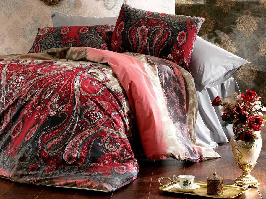 Dowry World - Alena Double Duvet Cover Set Pamira Red