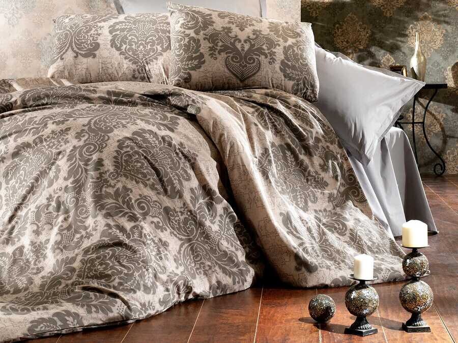 Dowry World - Alena Double Duvet Cover Set Sena Brown