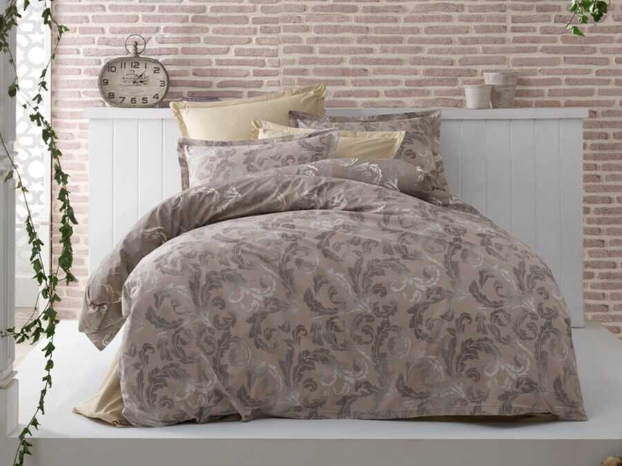  Alena Silver Double Duvet Cover Set Ivy Brown