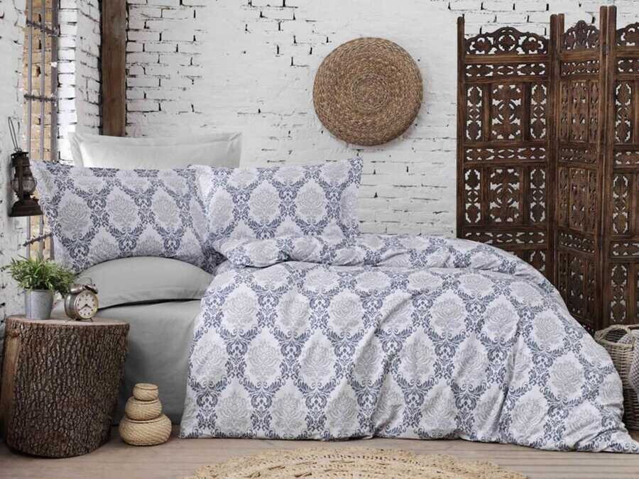 Dowry World - Alena Silver Drop طقم غطاء صيفي مزدوج لون بترولي