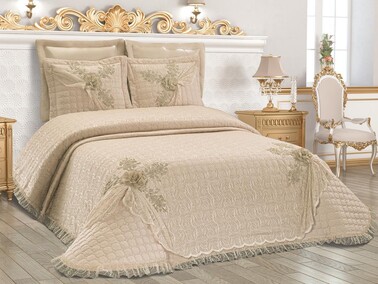 Aleyna Double Bedspread - Cappucino - Thumbnail