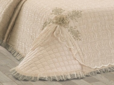 Aleyna Double Bedspread - Cappucino - Thumbnail