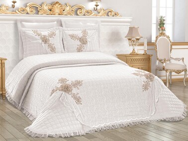 Aleyna Double Bedspread Cream - Thumbnail