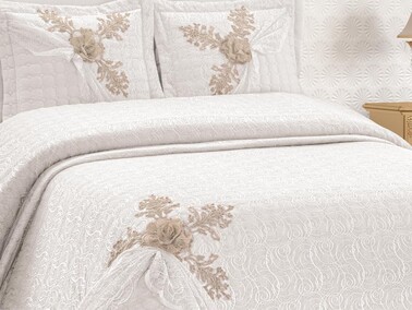 Aleyna Double Bedspread Cream - Thumbnail