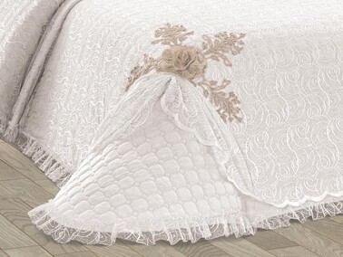 Aleyna Double Bedspread Cream - Thumbnail