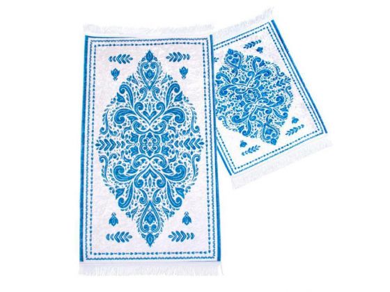 Alhambra Rectangle Bath Mat Set 2 Pcs White