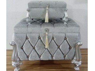 Alice Square 2 Pcs Dowery Chest with Split Tassels Light Gray - Thumbnail
