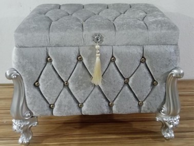 Alice Square 2 Pcs Dowery Chest with Split Tassels Light Gray - Thumbnail