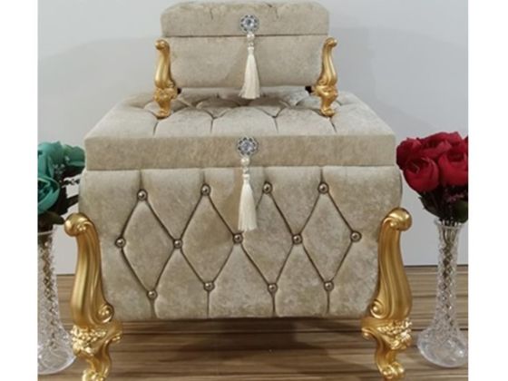 Alice Square 2 Pcs Dowery Chest with Split Tassels Cappucino