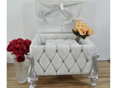 Alice Square 2 Pcs Dowery Chest with Split Tassels Cream - Thumbnail