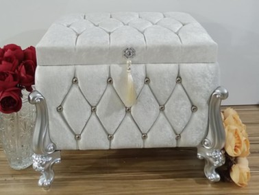 Alice Square 2 Pcs Dowery Chest with Split Tassels Cream - Thumbnail