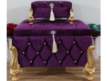 Alice Square 2 Pcs Dowery Chest with Split Tassels Purple - Thumbnail