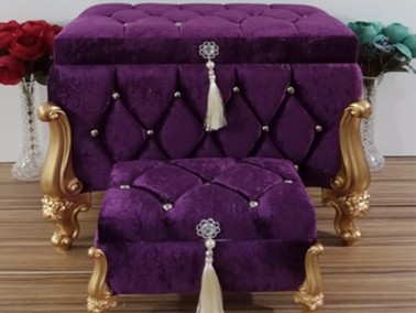 Alice Square 2 Pcs Dowery Chest with Split Tassels Purple - Thumbnail