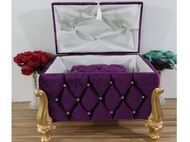Alice Square 2 Pcs Dowery Chest with Split Tassels Purple - Thumbnail