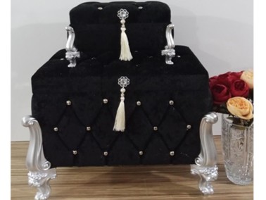 Alice Square 2 Pcs Dowery Chest with Split Tassels Black - Thumbnail