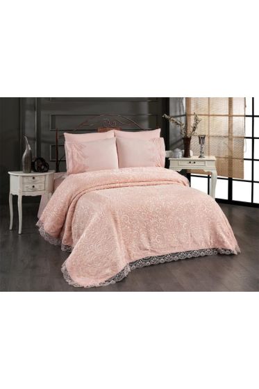 Alina Blanket Set, Blanket 235x245, Sheet 220x240, Double Size, Full Bed Pink