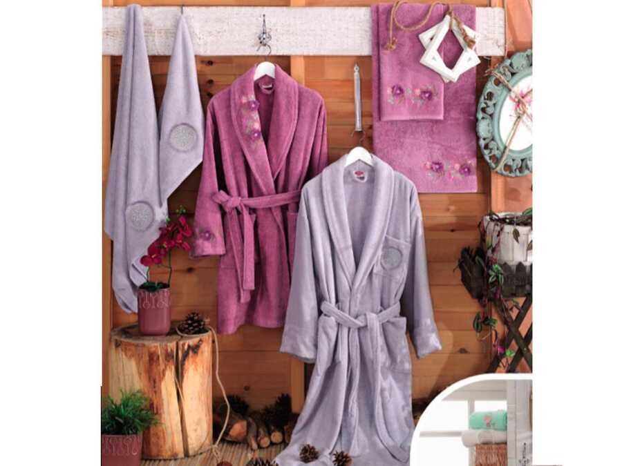 Alisa Venus Bamboo Bathrobe Set Dried Rose Gray