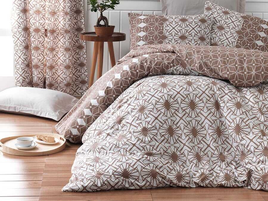 Best Class - Alize 100% Cotton Double Duvet Cover Set Brown