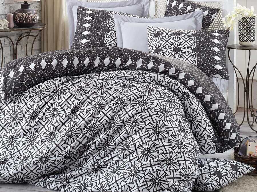  Alize 100% Cotton Double Duvet Cover Set Black