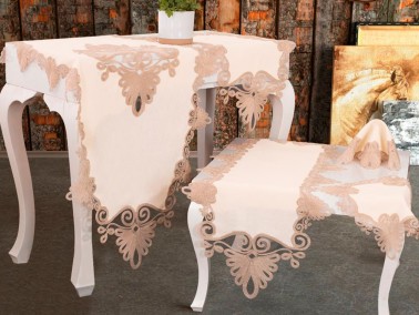 Dowry World - Almina Linen 5 Piece Living Room Set - Cream Cappucino Dowry World - Almina Linen 5 Piece Living Room Set - Cream Cappucino