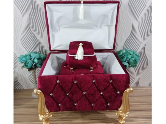 Almirah Tasseled Quilted Square 3-Pieces Dowery Chest Burgundy