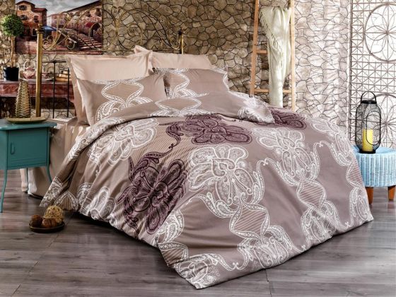 Alya Double Duvet Cover Set Brown