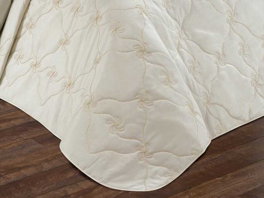 Alyans Quilted Double Bedspread Cream - Thumbnail