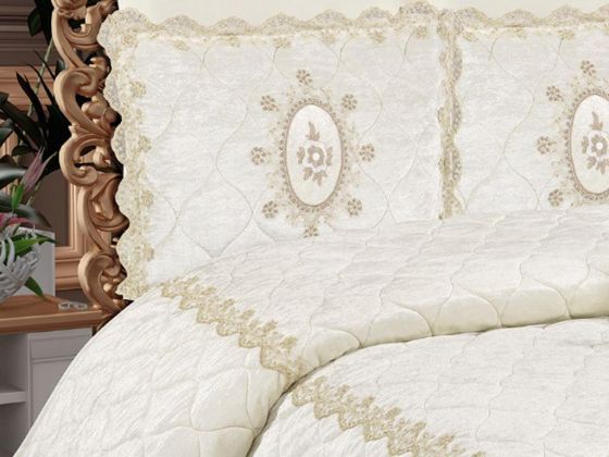 Amadora Velvet Lace Bedspread Cream