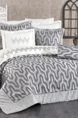 Amira Bridal Set 10 pcs, Bedspread 250x260, Sheet 240x260, Duvet Cover 200x220, Double Size, Full Bed, Antrachite - Thumbnail