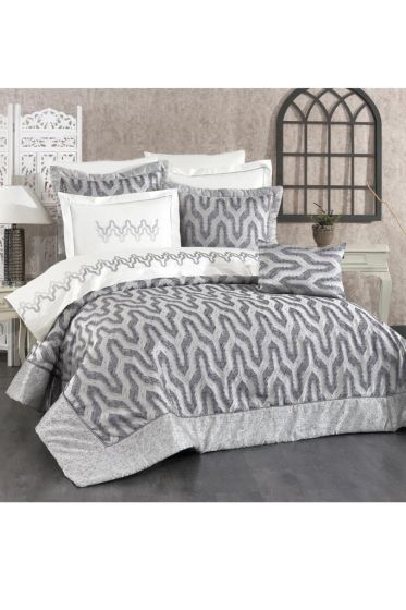 Amira Bridal Set 10 pcs, Bedspread 250x260, Sheet 240x260, Duvet Cover 200x220, Double Size, Full Bed, Antrachite