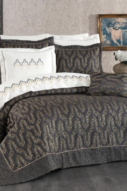 Amira Bridal Set 10 pcs, Bedspread 250x260, Sheet 240x260, Duvet Cover 200x220, Double Size, Full Bed, Brown - Thumbnail