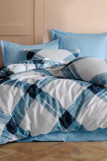 Andri Bedding Set 4 Pcs, Duvet Cover, Bed Sheet, Pillowcase, Double Size, Self Patterned, Wedding, Daily use Blue