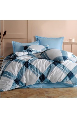 Andri Bedding Set 4 Pcs, Duvet Cover, Bed Sheet, Pillowcase, Double Size, Self Patterned, Wedding, Daily use Blue - Thumbnail