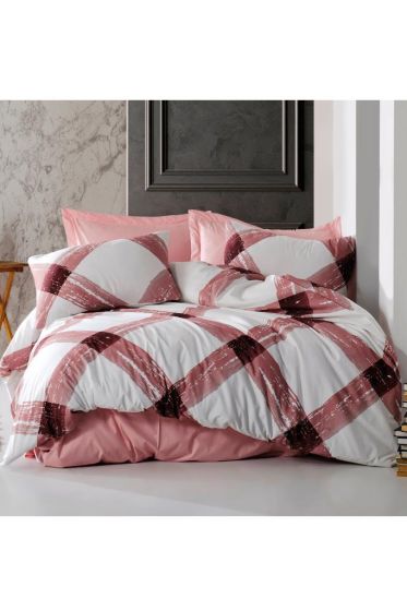 Andri Bedding Set 4 Pcs, Duvet Cover, Bed Sheet, Pillowcase, Double Size, Self Patterned, Wedding, Daily use Pink