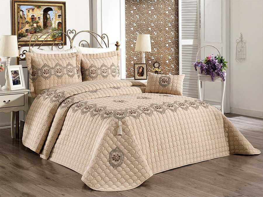 Çeyiz Diyarı - Angel Double Bedspread Cappucino Çeyiz Diyarı - Angel Double Bedspread Cappucino