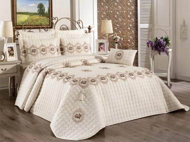 Çeyiz Diyarı - Angel Double Bedspread - Cream Gold Çeyiz Diyarı - Angel Double Bedspread - Cream Gold